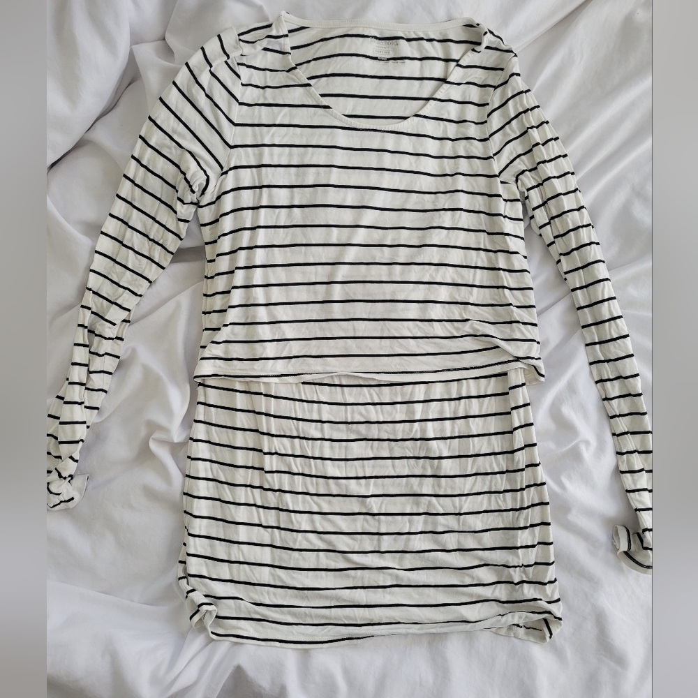 Motherhood Maternity Striped Nursing Top